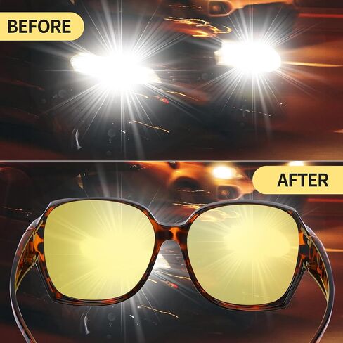 JATEBI Night Vision Driving Glasses Fit Over Eyeglasses, Anti Glare Yellow Lens Night Glasses for Men and Women, Oversized Driving Eyewear in Saudi Arabia