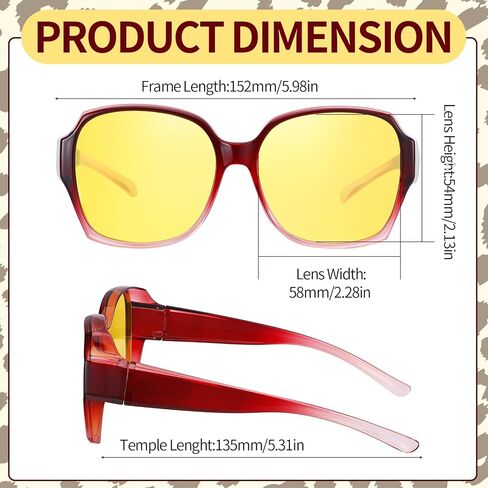 JATEBI Night Vision Driving Glasses Fit Over Eyeglasses, Anti Glare Yellow Lens Night Glasses for Men and Women, Oversized Driving Eyewear in Saudi Arabia