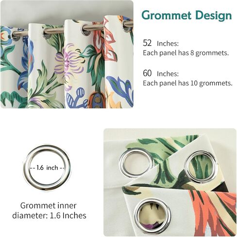 VOGOL Purple Flower Thermal Blackout Drapes, 52 x 84 Inches, 2 Panels | Grommet Top, Thermal Insulated, Light Blocking, Thick Fabric, for Bedroom and Living Room in Kuwait