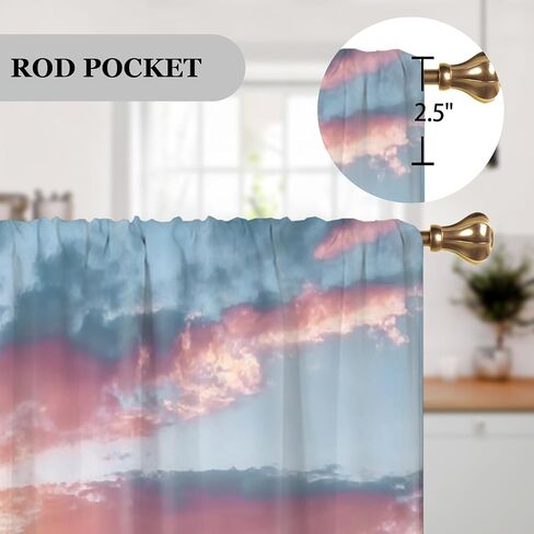 Summer Ocean Beach Coastal Nautical Sunset Kitchen Curtains Seaside Seacoast Beachy Waves Bathroom Curtains Window Treatment Drapes Tier Seascape Cafe Small Bedroom Short French Door Curtains in Saudi Arabia
