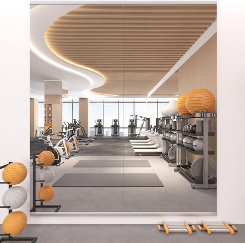 Home Gym Mirror, 67''x24''(Each)-2PCS Large Frameless Full Body Wall Mirror Length Tempered Glass Mirror Wall-Mounted Mirror for Gym Yoga Bedroom Bathroom Exercise Room 170x60cmx2 in Saudi Arabia