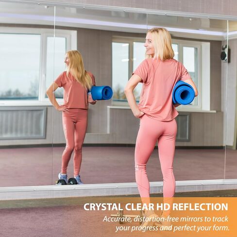 Home Gym Mirror, 67''x24''(Each)-2PCS Large Frameless Full Body Wall Mirror Length Tempered Glass Mirror Wall-Mounted Mirror for Gym Yoga Bedroom Bathroom Exercise Room 170x60cmx2 in Saudi Arabia