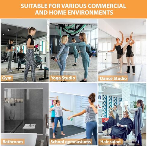 Home Gym Mirror, 67''x24''(Each)-2PCS Large Frameless Full Body Wall Mirror Length Tempered Glass Mirror Wall-Mounted Mirror for Gym Yoga Bedroom Bathroom Exercise Room 170x60cmx2 in Saudi Arabia