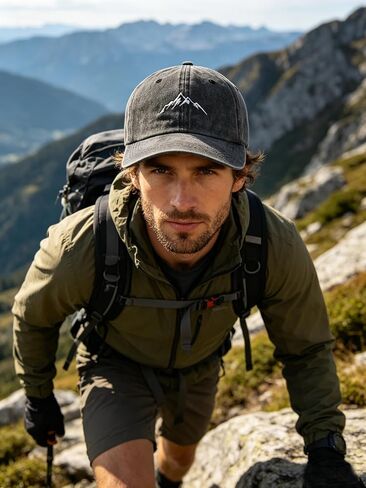 Mountain Hat for Men Women, Adjustable Camping Hiking Explore Outdoor Baseball Cap in Saudi Arabia