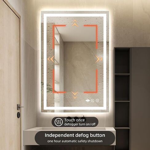 24" x 36" LED Bathroom Mirror with Lights, Motion Sensor Lighted Mirror, Frontlit & Backlit 3-Color Temperature Stepless Dimming, Anti-Fog, Lighted Bathroom Mirrors Wall Mounted, CRI 93+ in Saudi Arabia