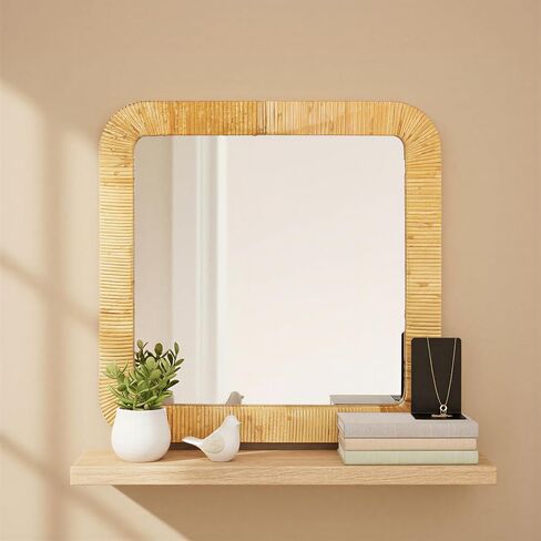 Bloomingville Square Rattan Wall Mirror, Natural in Saudi Arabia
