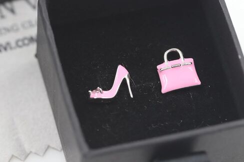 High Heel & Designer Handbag Earrings, 925 Sterling Silver Stud Earrings for Women, Pink Fashion Jewelry Gift For Women in Kuwait