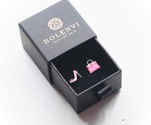 High Heel & Designer Handbag Earrings, 925 Sterling Silver Stud Earrings for Women, Pink Fashion Jewelry Gift For Women in Kuwait