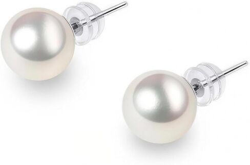 S925 Sterling Silver Freshwater Cultured Pearl Stud Earrings for Women, Dainty Minimalist Non Tarnish Jewelry Gift with Gift Box in Saudi Arabia