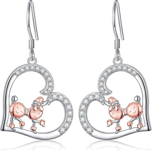 S925 Sterling Silver Mom Rose/Pink Ribbon/Poodle/Horse Heart Drop Dangle Earrings Hypoallergenic Jewelry Birthday Gifts for Women in Saudi Arabia