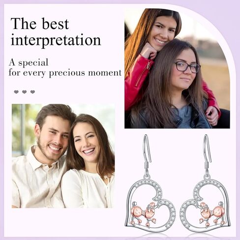 S925 Sterling Silver Mom Rose/Pink Ribbon/Poodle/Horse Heart Drop Dangle Earrings Hypoallergenic Jewelry Birthday Gifts for Women in Saudi Arabia
