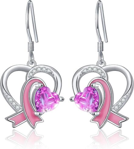 S925 Sterling Silver Mom Rose/Pink Ribbon/Poodle/Horse Heart Drop Dangle Earrings Hypoallergenic Jewelry Birthday Gifts for Women in Saudi Arabia