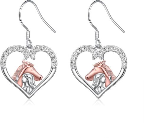 S925 Sterling Silver Mom Rose/Pink Ribbon/Poodle/Horse Heart Drop Dangle Earrings Hypoallergenic Jewelry Birthday Gifts for Women in Saudi Arabia