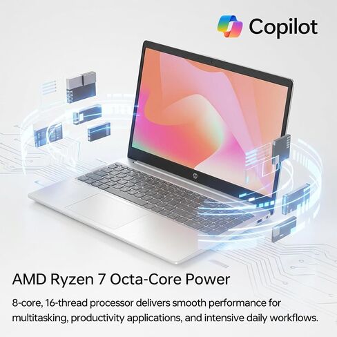 HP Essential 17.3" FHD Business Laptop, AMD Ryzen 7 7730U, AMD Radeon Graphics, 64GB RAM, 1TB PCIe SSD, Numeric Keypad, Backlit KB, Webcam, Wi-Fi 6, HDMI, Windows 11 Pro, Silver in Saudi Arabia