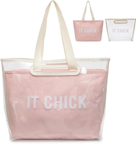 Upgrade PVC Tote Bag Purse for Women, Large Kraft Paper Work Handbags/Waterproof & Lightweight/for Shopping Beach in Saudi Arabia