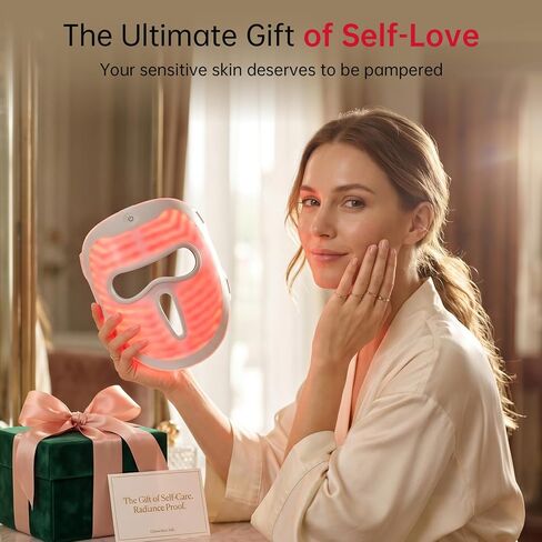 SensGlow Red Light Mask, Cordless Facial Mask for Sensitive Skin Anti Aging & Skin Firming with 630nm Red Light, Non-Contact for Gentle Non-Irritating, Ergonomic Straps for At-Home & Travel in Saudi Arabia