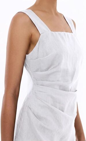 Women's Summer Mini Formal Dress Bodycon Square Neck Party Club Dresses 100% Linen Outfits in Saudi Arabia