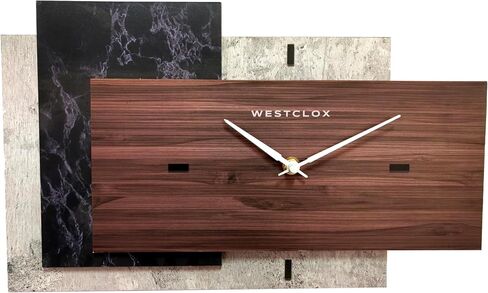 ساعة حائط Westclox Modern Fusion - تصميم مستوحى من الخشب والرخام (14.9 بوصة × 8.9 بوصة) in Kuwait