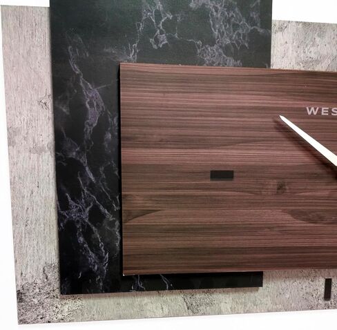 ساعة حائط Westclox Modern Fusion - تصميم مستوحى من الخشب والرخام (14.9 بوصة × 8.9 بوصة) in Kuwait