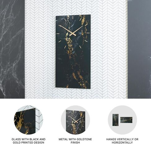 Signature Design by Ashley Teague Contemporary Glass and Metal Analog Wall Clock, Black & Gold in Saudi Arabia