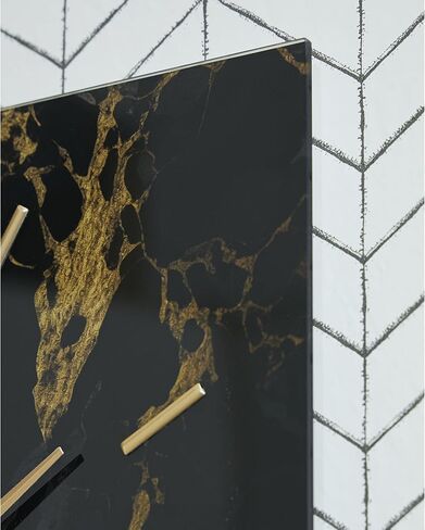 Signature Design by Ashley Teague Contemporary Glass and Metal Analog Wall Clock, Black & Gold in Saudi Arabia