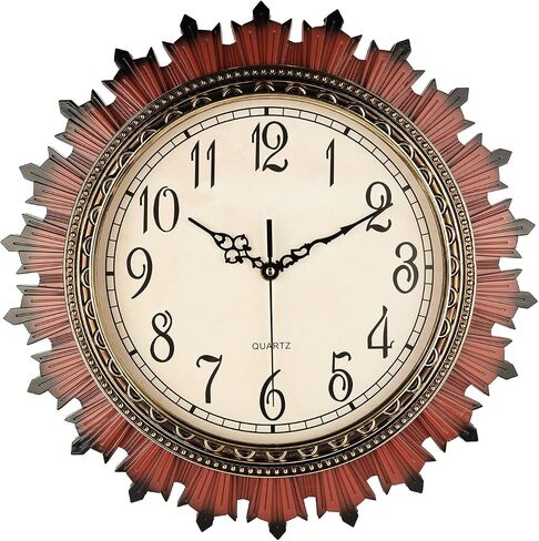 Topkey 14 Inch Vintage Big Gear Design Wall Clock,Large Arabic Numerals, Battery Operated, Silent Non-Ticking Quartz Movement, Mid Century Retro Decor for Bedroom/Home Office/Dining Room/School in Saudi Arabia