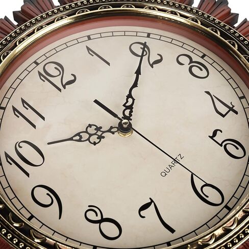 Topkey 14 Inch Vintage Big Gear Design Wall Clock,Large Arabic Numerals, Battery Operated, Silent Non-Ticking Quartz Movement, Mid Century Retro Decor for Bedroom/Home Office/Dining Room/School in Saudi Arabia