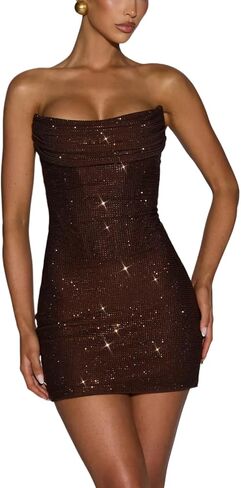 meilun Sequin Strapless Bodycon Dress Sexy Off-the-Shoulder Fitted Party Gown in Kuwait