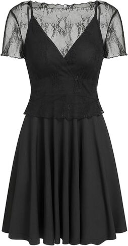 CIDER Womens Two Piece Outfits Lace Short Sleeve Tops and Spaghetti Strap Mini Dresses Summer Date Night Outfits in Kuwait