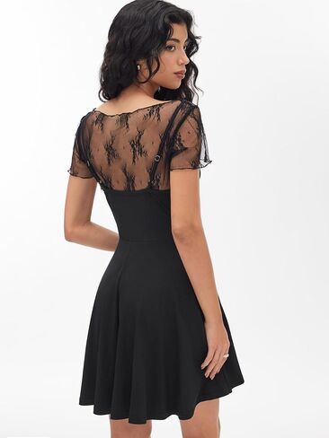 CIDER Womens Two Piece Outfits Lace Short Sleeve Tops and Spaghetti Strap Mini Dresses Summer Date Night Outfits in Kuwait