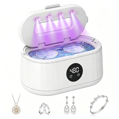 Ultrasonic Jewelry Cleaner, 50kHz Ultrasonic Cleaner Machine for Jewelry, Eyeglasses, Rings, Watch Straps, Toothbrush Heads, Dentures, Retainers, 5 Timers Cleaning Mode, 420ml 304 Stainless Steel Tank in Saudi Arabia