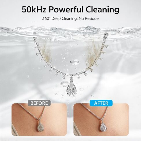 Ultrasonic Jewelry Cleaner, 50kHz Ultrasonic Cleaner Machine for Jewelry, Eyeglasses, Rings, Watch Straps, Toothbrush Heads, Dentures, Retainers, 5 Timers Cleaning Mode, 420ml 304 Stainless Steel Tank in Saudi Arabia