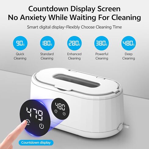 Ultrasonic Jewelry Cleaner, 50kHz Ultrasonic Cleaner Machine for Jewelry, Eyeglasses, Rings, Watch Straps, Toothbrush Heads, Dentures, Retainers, 5 Timers Cleaning Mode, 420ml 304 Stainless Steel Tank in Saudi Arabia