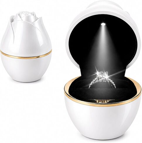 Rose LED Ring Box with Auto Light, Pink Ring Case for Proposal | Romantic Ring Reveals, For Engagement, Anniversary or Wedding Gift Moments, Automatic LED Light, Ring Sparkle to Display in Saudi Arabia