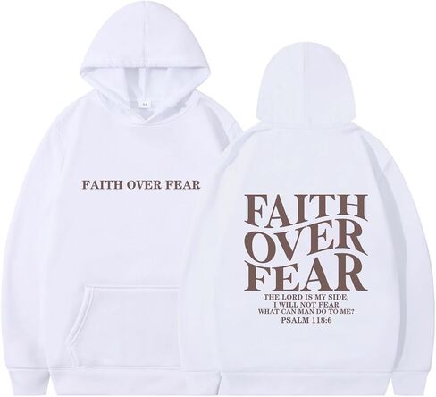 Unisex Inspirational Quote Hoodie - Faith Over Fear Uplifting Scripture Design Comfort Fit Pullover Gift Merch in Kuwait