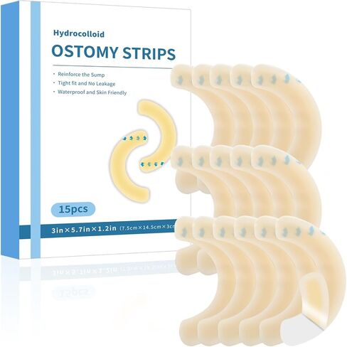 Ostomy Barrier Strips 15pcs Elastic Ostomy Barrier Strip Hydrocolloid Skin Barrier Tape Universal Ostomy Supplies for Colostomy Ileostomy Bags Pouches in Saudi Arabia