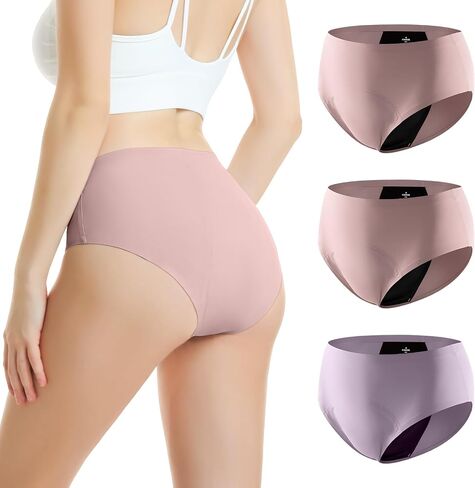 Carer 3 Pack Incontinence Underwear for Women, Washable Reusable Womens Absorbency Leakproof Incontinence Panties for Bladder Leak Protective Briefs XL(2 Pink/1 Purple) in Saudi Arabia