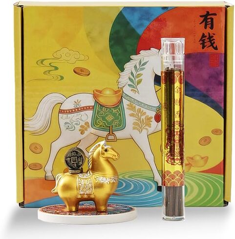 Horse Incense Burner-Resin Fortune Horse Incense Holder with Tray & Gift Box,Aromatherapy Decor for Yoga, Meditation,Home Office,Horse Lover Gift (Orange) in Saudi Arabia