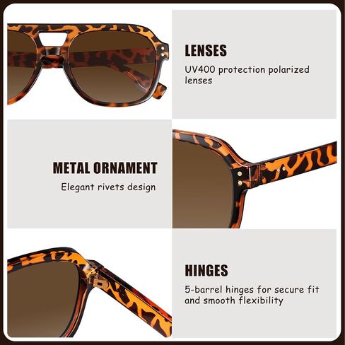 JATEBI 3 Pcs Retro Thick Aviator Sunglasses for Women Men Polarized Trendy Bold Square Sun Glasses 70s Classic Vintage Oversized Sunglasses in Saudi Arabia