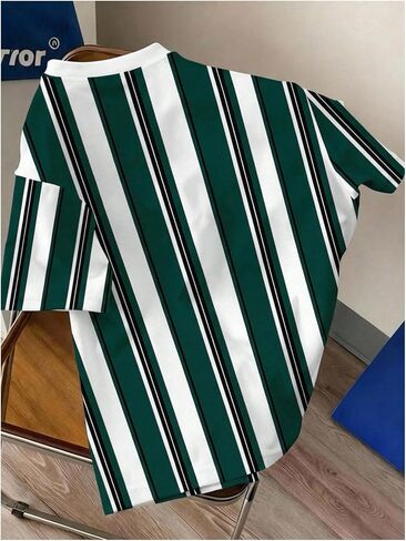 تي شيرت SweatyRocks رجالي مخطط بأكمام قصيرة ورقبة دائرية للصيف Y2k تي شيرت in Kuwait