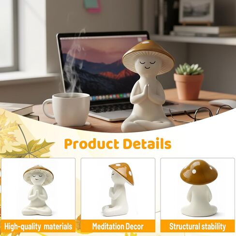 Mushroom Statue, Mushroom Figurines, Whimsical Decor Garden Decor Mushroom Kitchen Decor, Desktop Meditation Companion Office Stress Relief Decoration in Saudi Arabia