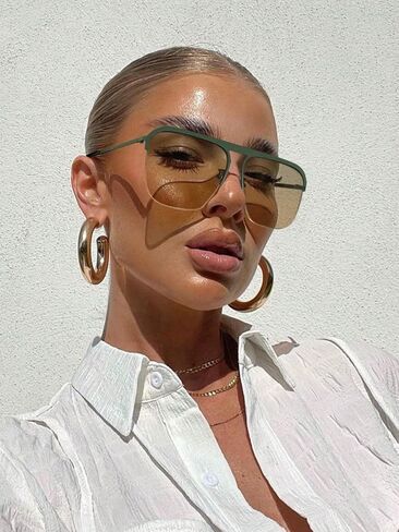 1 PC Women's Metal Frame Aviator Shape Sunglasses Fashion Eyewear in Kuwait