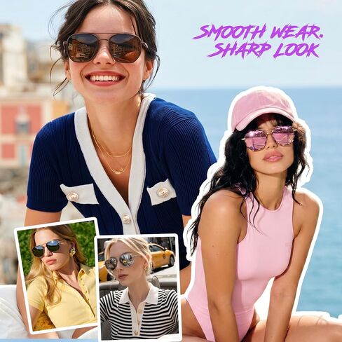 Chicid Square Aviator Polarized Sunglasses for Women & Men, Tangle-Free UV400 Sun Glasses for Driving & Travel in Saudi Arabia