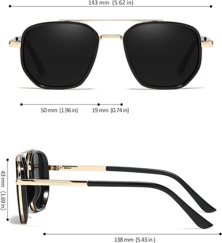 Chicid Square Aviator Polarized Sunglasses for Women & Men, Tangle-Free UV400 Sun Glasses for Driving & Travel in Saudi Arabia