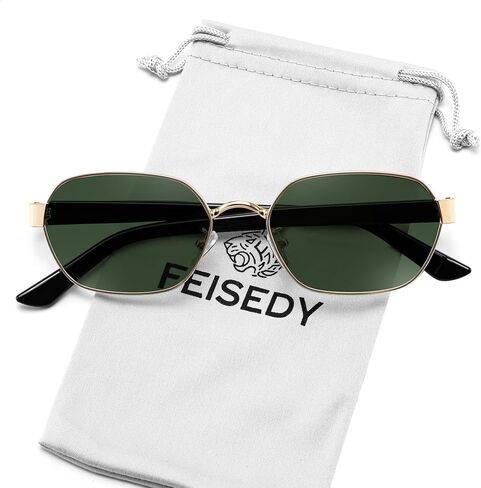 FEISEDY Women and Men UV400 Protection Sunglasses, Polygon Square Metal Frame Retro Stylish Shades B0452 in Saudi Arabia