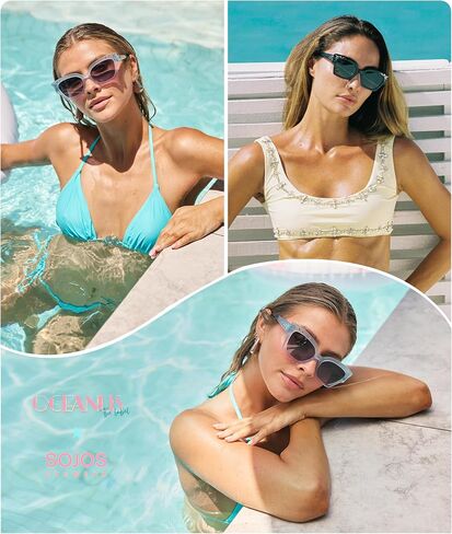 SOJOS Acetate Square Cat Eye Limited-Edition Sunglasses Women Polarized Sunglasses with Pearl Accents, MELODY in Kuwait