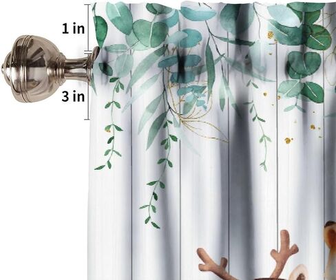 Woodland Animals Valance Curtains, Forest Animal Green Leaves Rod Pocket Valance Curtain for Kids Bedroom Baby Room Nursery Room 54x18inch in Kuwait