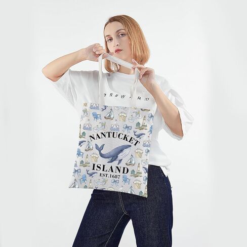 PWHAOO Nantucket Island Lighthouse Tote Bag Nantucket Island Est 1687 Tote Bag Nantucket Coastal Lover Gift in Saudi Arabia