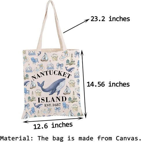 PWHAOO Nantucket Island Lighthouse Tote Bag Nantucket Island Est 1687 Tote Bag Nantucket Coastal Lover Gift in Saudi Arabia