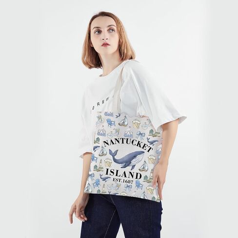 PWHAOO Nantucket Island Lighthouse Tote Bag Nantucket Island Est 1687 Tote Bag Nantucket Coastal Lover Gift in Saudi Arabia